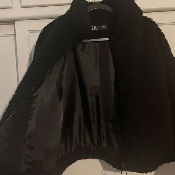 Zara Black Fuzzy Jacket - Picture 3 of 4